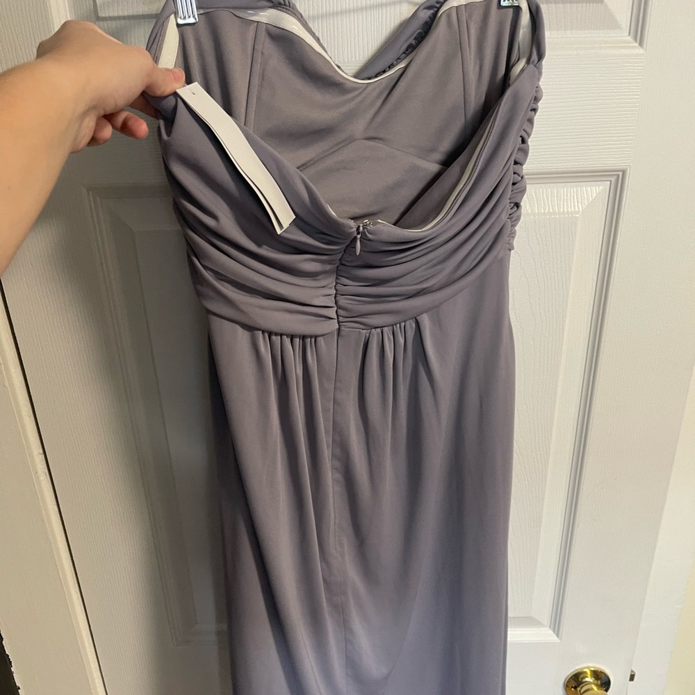Dove & Dahlia Leah Bridesmaid Cocktail Strapless Dress in Slate Grey - Picture 5 of 7